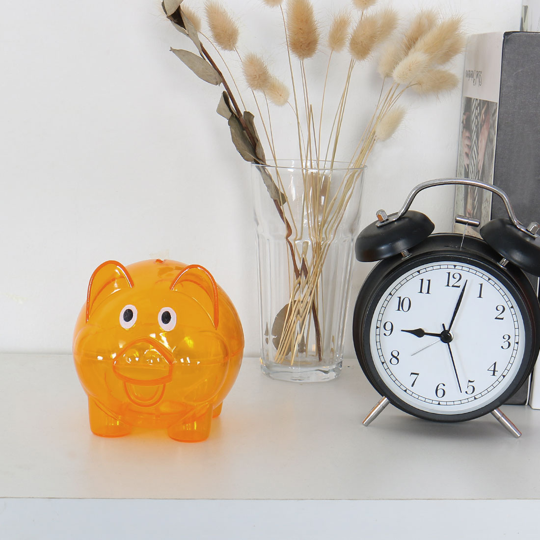 Orange Plastic Piggy Bank Coin Cash Saver Collectible Pig Toy Safe Box