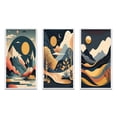 thumbnail image 2 of Designart "Yellow Graphic Moon Over Mountain Peaks II" Landscape Mountains Framed Wall Art Set Of 3 - Yellow Mountains Frame Canvas Set For Living Room Decor, 2 of 6