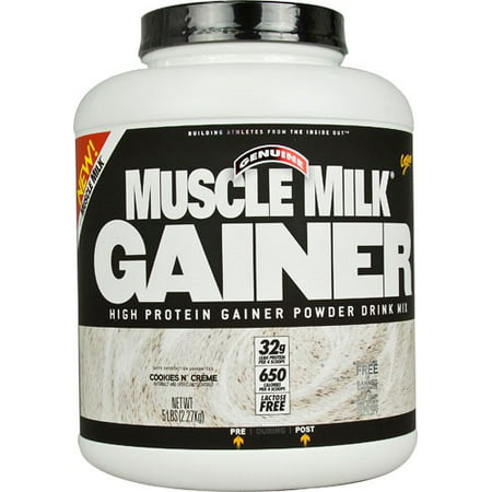 Muscle Milk Genuine Gainer Protein Powder, Cookies & Cream, 32g Protein, 5