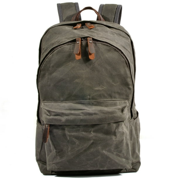 Bolsa de tela para mujer, bolsa de lona encerada al óleo, mochila vintage para exteriores, mochila de gran capacidad, mochila escolar para montañismo para hombres