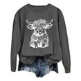 thumbnail image 1 of WEAIXIMIUNG Chandails en Molleton pour Femmes Tendance Zip Automne et Hiver 2024 Col Rond Mode Imprimé Vache Manches Longues Mode Décontractée Top Sortie, 1 of 4