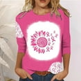 thumbnail image 2 of Honeeladyy Breast Cancer Shirts for Women Breast Cancer Awareness Round Neck 7/4 Sleeve Shirt Pink Ribbon Tee Tops #Mn-Pink-L, 2 of 4