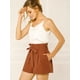 thumbnail image 3 of Pantalones Cortos De Verano Para Mujer Con Cintura Alta Plisada En La Parte Delantera Allegra K Caramelo S, 3 of 6