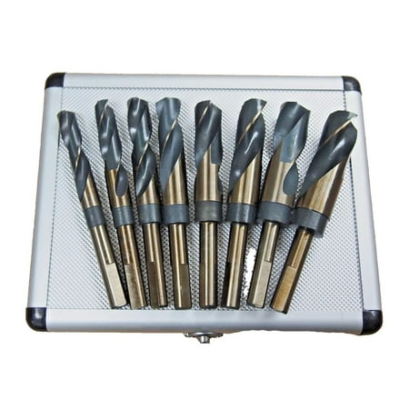 

YuraZH 8PC HSS Cobalt Silver & Deming Drill Bits Set Large Size 9/16 to 1 Reduced 1/2 Shank