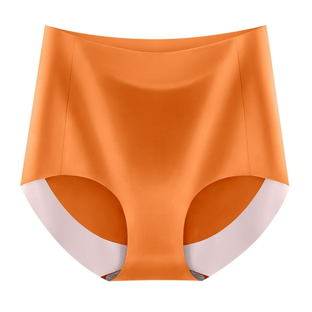 Gibobby Levantamiento abdominal bragas cuerpo Bragas seda hielo cintura alta Bragas sin costuras para mujer Triángulo Jalea Levantamiento glúteos Abdominal Transpirable algodón para(Anaranjado, M)