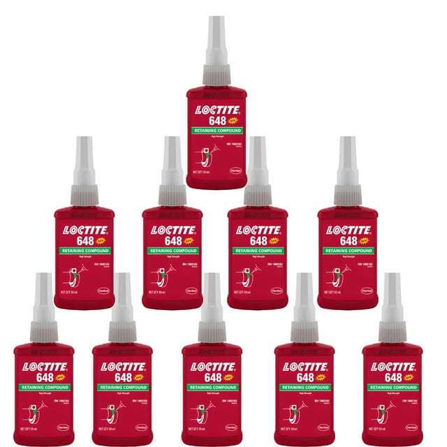 10x Loctite 648 Composé de Retenue Haute Résistance Résistante aux Hautes Températures 50 ml