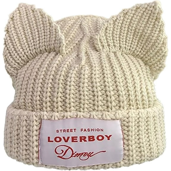 Cat Ear Hat Cute Beanie Hat Knit Wool Cap Warm Slouchy Crochet Hat