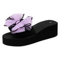 thumbnail image 2 of CQONEPT Summer Flat Slide Sandals For Womens Butterfly Platform Low Heel Comfy Nonslip Casual Beach Sandals Size 5 Purple, 2 of 5