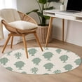 thumbnail image 5 of Marine Life Round Living Room Rugs 3.3 ft, Vintage Ocean Green Fish Stripes Linen Texture Washable Area Rug with Non-Slip Sturdy Edge Binding Round Front Door Mat Floor Carpet for Entryway, 5 of 9
