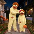 thumbnail image 5 of GrmtClth Full Body Fuzzy Jumpsuit Happy Halloween Novelty Party Cosplay Sleepwear (Includes shoes and comb) Yellow (3-4Years）, 5 of 6