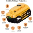 thumbnail image 5 of 8pack DCB200 20V 8Ah Lithium-lon BatteryReplacement  -Compact XRDesign,Compatible with DCB205DCB200DCB203 DCB206 20-VoltCordless Power Tools,Long-LastingReliable and Durable Construction he, 5 of 9
