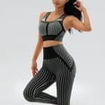 thumbnail image 2 of BLVB Workout Outfits for Women 2 Piece Outfits Seamless Crop Tank High Waist Yoga Leggings Sets Active Wear Black, 2 of 4