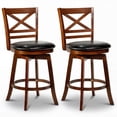 thumbnail image 1 of Costway 25" Swivel Counter Barstools Set of 2 with Backrest & Faux Leather Upholstered Seat, 1 of 8