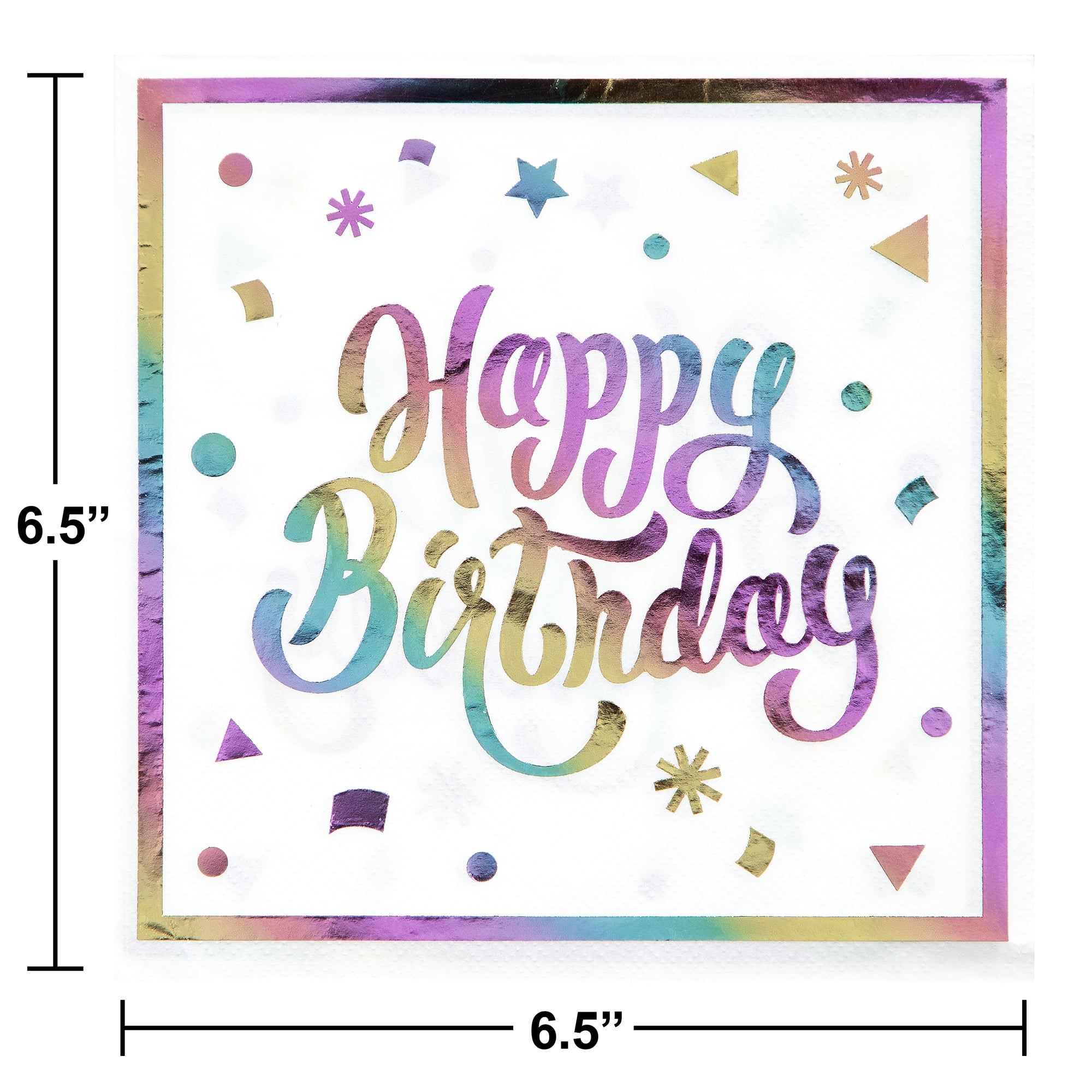 Way to Celebrate Iridescent Rainbow Multicolor Birthday Decoration Kit for 16 Guests, 103-Piece Party Set