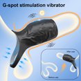 thumbnail image 2 of 7 Frequency Vibrating Sperm Locking Ring Black Wireless Remote Control Penis Ring for Men Double Ring Vagina Massage, 2 of 6