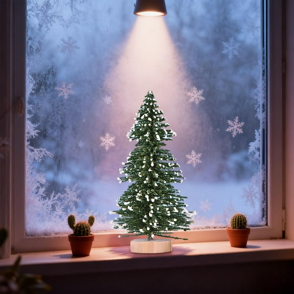 Mini Christmas Trees,Artificial Christmas Tree 14 Sizes,Mini Sisal Snow Frost Trees ,Artificial Christmas Tree Bottle Brush Trees with Wooden Base for Decor Christmas Party Home Table Decorations