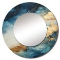 thumbnail image 2 of Designart "Abstract River in White, Blue, and Gold I" Northern Lights Beige Large Round Mirror - Round Bedroom Mirror Wall Decor - Traditional Round Printed Mirror - 23" x 23", 2 of 6