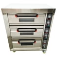 thumbnail image 3 of Commercial Mobile 3-Layer 6-Trays Pizza Oven Electric Stainless Steel Baking Oven 220V 3PH, 3 of 11
