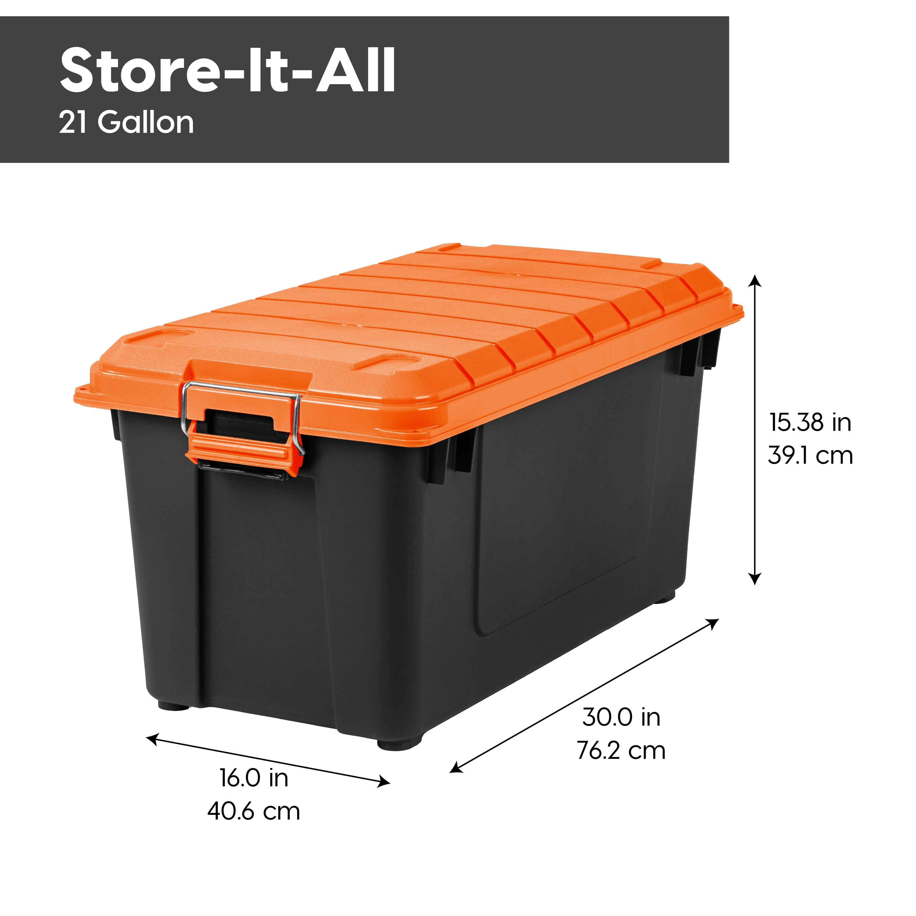 IRIS 22 Gallon Black Plastic Latching Storage Bin with Lid Tote, Plastic Storage Container with Lid, 2-Pack