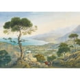 thumbnail image 2 of Carlo Bossoli 24x18 Black Ornate Framed Double Matted Museum Art Print Titled: Crime Landscape with Sea Bay (1844), 2 of 5