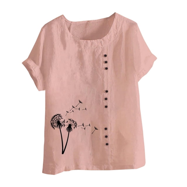 Birdeem Mode Femmes Été Ample Imprimé T-Shirt à Col Rond Manches Courtes Blouse Décontractée