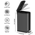 thumbnail image 2 of Slim Stainless Steel Kitchen Trash Can 8 Gallon – Step Pedal, Soft-Close Lid, Removable Inner Bucket, Fingerprint-Resistant, Space-Saving for Bathroom Office – Silver/Black, 2 of 7