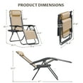 thumbnail image 3 of Homall Outdoor Zero Gravity Chair Patio Recliner Chaise Lounge with Adjustable Headrest and Tray for Storage, Pack of 2,Beige, 3 of 7