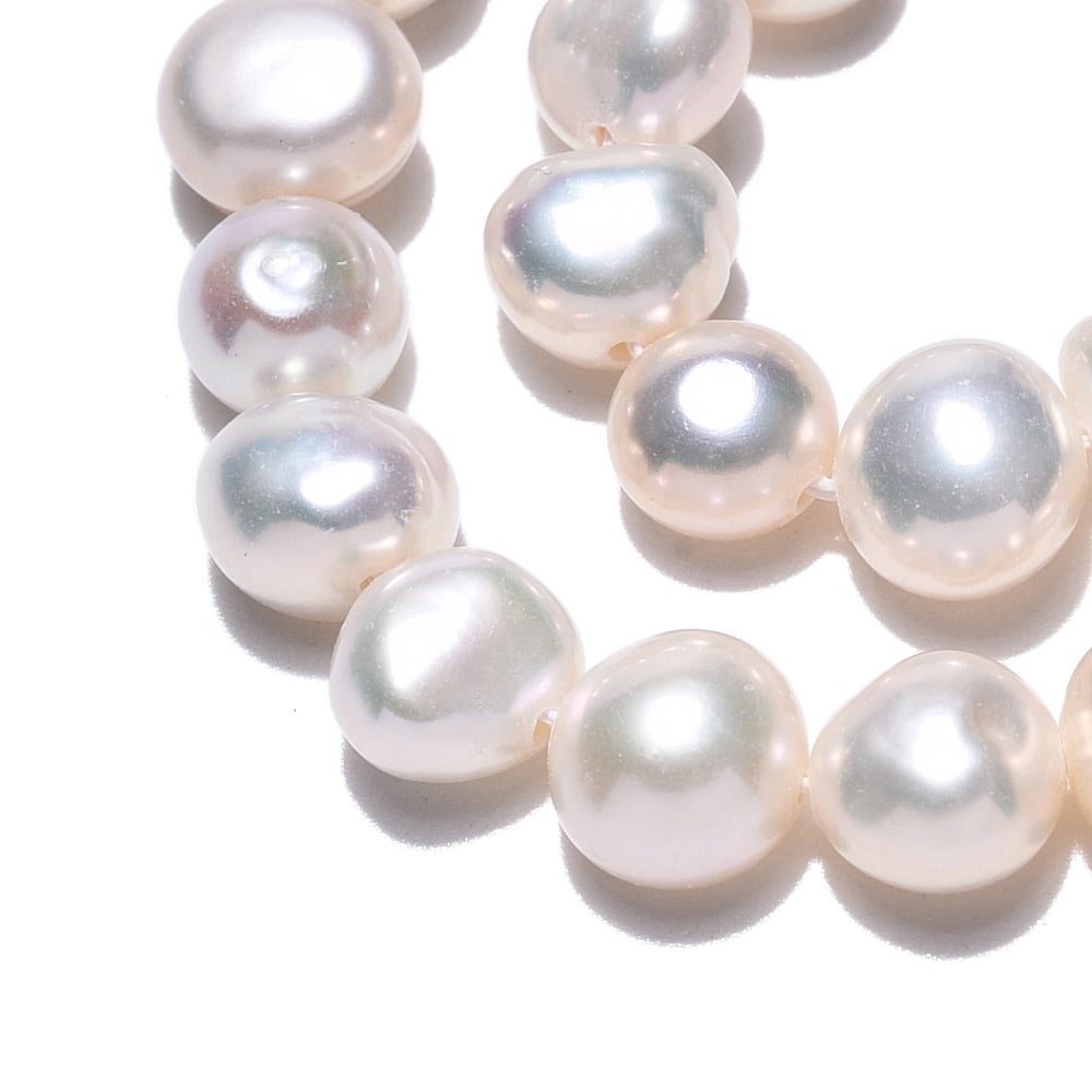 Natural Cultured Freshwater Pearl Beads Strands Two Sides Polished Creamy White 6~6.5x6~8.5x4~6mm Hole: 0.6mm about 56~57pcs/strand 13.58~13.98''(34.5~35.5cm)