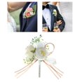 thumbnail image 4 of Boutonniere de Boda Artificial Perfecl Blanco Decoración de Fiesta, 4 of 8