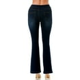 thumbnail image 5 of Jvini Women's Flare Jeans Pull-On Ripped Distressed  Denim Jean Fitted Dark Indigo Wash 31" Inseam, 5 of 6