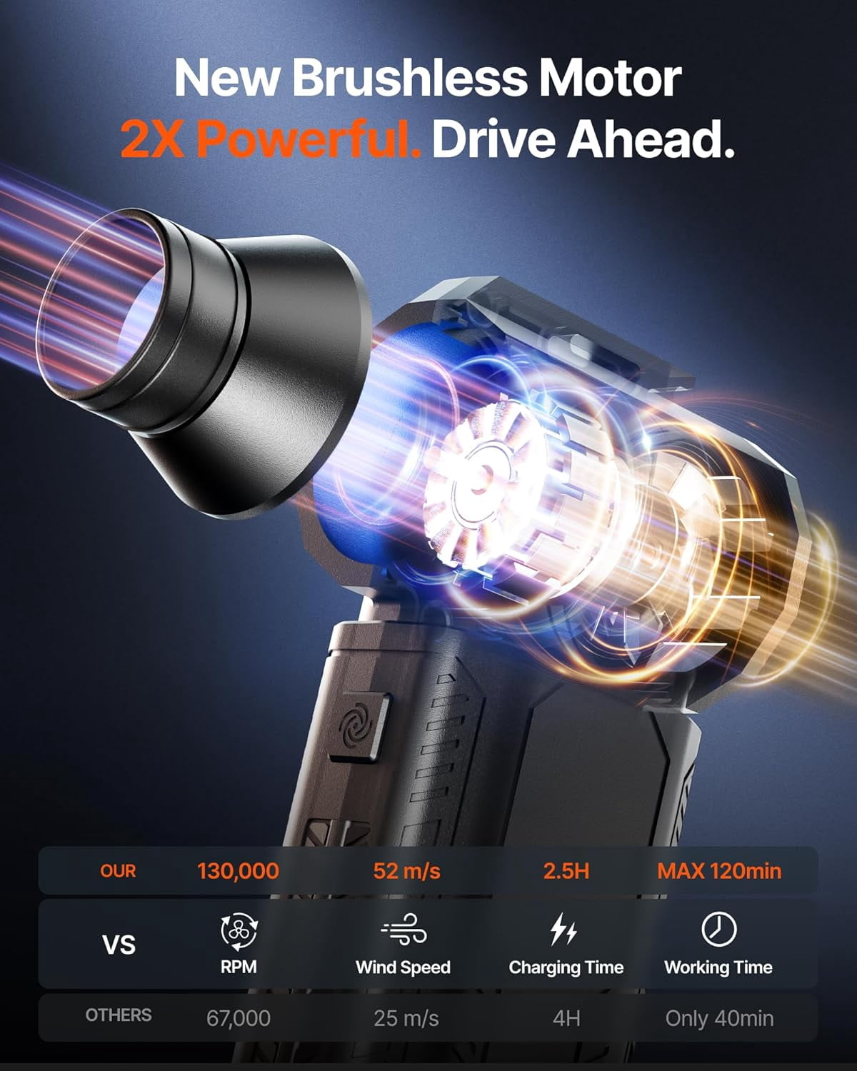 Cordless Electric Air Duster, 130,000RPM Ultra-Powerful with 8000mAh Battery, 4-Speed Adjustable Air Blower for Keyboard, Computer, Car and Home Cleaning