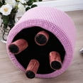 thumbnail image 5 of Soft Round Ottoman Cover, Slipcover For Ottoman, Footstool Cover With Elastic Bands Washable -Coffee color-2 Piece, 5 of 6