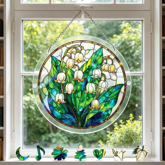 Acrylic Jigsaw Puzzle Suncatcher, Acrylic Suncatcher, 83 Pieces Sun Catcher Stained Glass Acrylic Puzzle Decoration for Women Men Mom Birthday Gift Home Decor (Garden Flower)