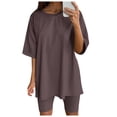 thumbnail image 1 of Womens Two Piece Outfits Short Sleeve Tops Short Pants Running Yoga Sport Sets, 1 of 5