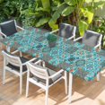 thumbnail image 2 of Retro Middle Century Table Cloths for 8 Foot Rectangle Tables, Rustic Bohemia Style Aztec Blue Patio Waterproof Elastic Fitted Tablecloths, Washable Rectangular Table Cover for Camping, 2 of 8