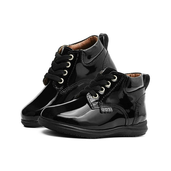 Zapato Bota Escolar Para Niño Dogi Charol Negro Soporte Arco negro 15.5
