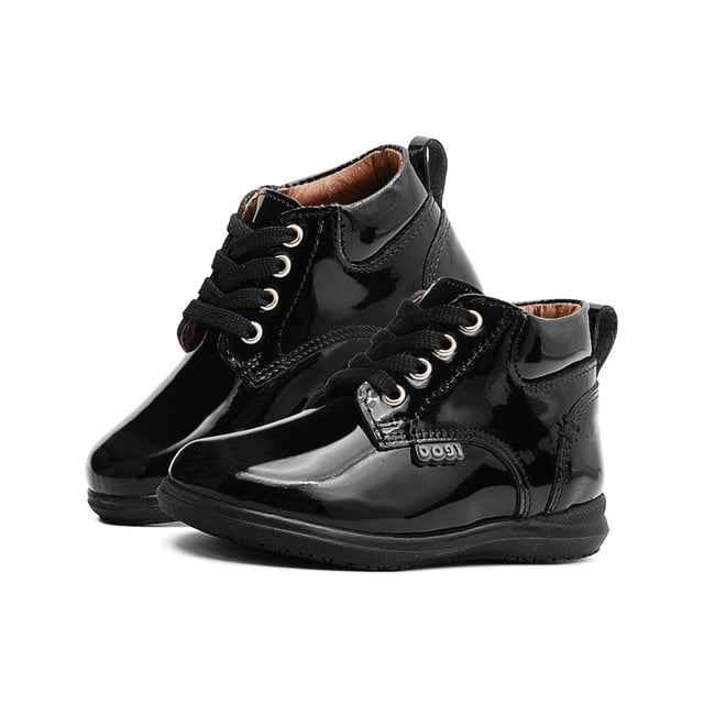 Zapato Bota Escolar Para Niño Dogi Charol Negro Soporte Arco negro 12.5