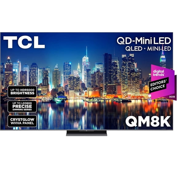 (Open Box) TCL 85" Class QM8K Series QD-Mini LED QLED 4K UHD Smart Google TV (NEW, 2025) - 144Hz, Local Dimming, CrystGlow WHVA Panel - 85QM8K