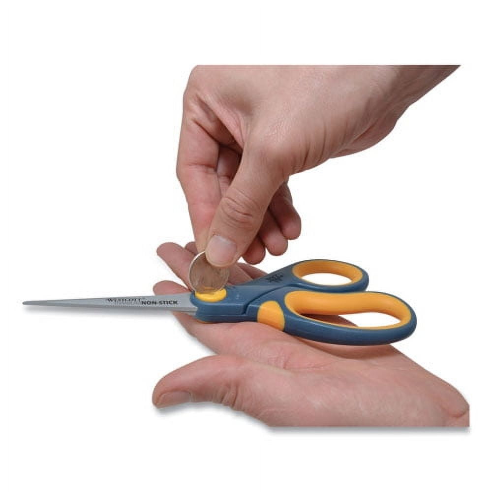 Non-Stick Titanium Bonded Scissors, 8" Long, 3.25" Cut Length, Gray/yellow Straight Handle | Bundle of 10 Each