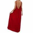 thumbnail image 5 of BOOMNY Women's Backless Cami Dress Spaghetti Strap Cami Lounge House Dresses Flowy Beach Summer Maxi Sundress, 5 of 6
