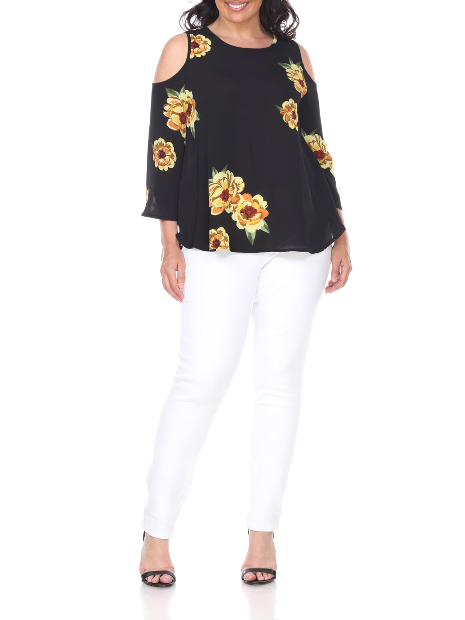 plus size white cold shoulder tops