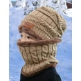 thumbnail image 5 of Baumaty 2Pcs Kids Winter Knitted Hats+Scarf Set Warm Fleece Lining Cap for 5-14 Year Old Boys Girls (Khaki), 5 of 12