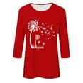 thumbnail image 4 of Plebaso Chemises à Manches 3/4 pour Femmes, Col Rond Décontracté, Hauts Imprimés, Coupe Ample, Blouses Printemps Été 2025 pour Femmes, 4 of 4