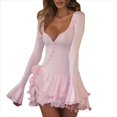 thumbnail image 2 of Vestido Gótico para Mujer, Acampanada, Cintura Corta, Larga, Corte A, Estilo Vintage Rosa L, 2 of 10