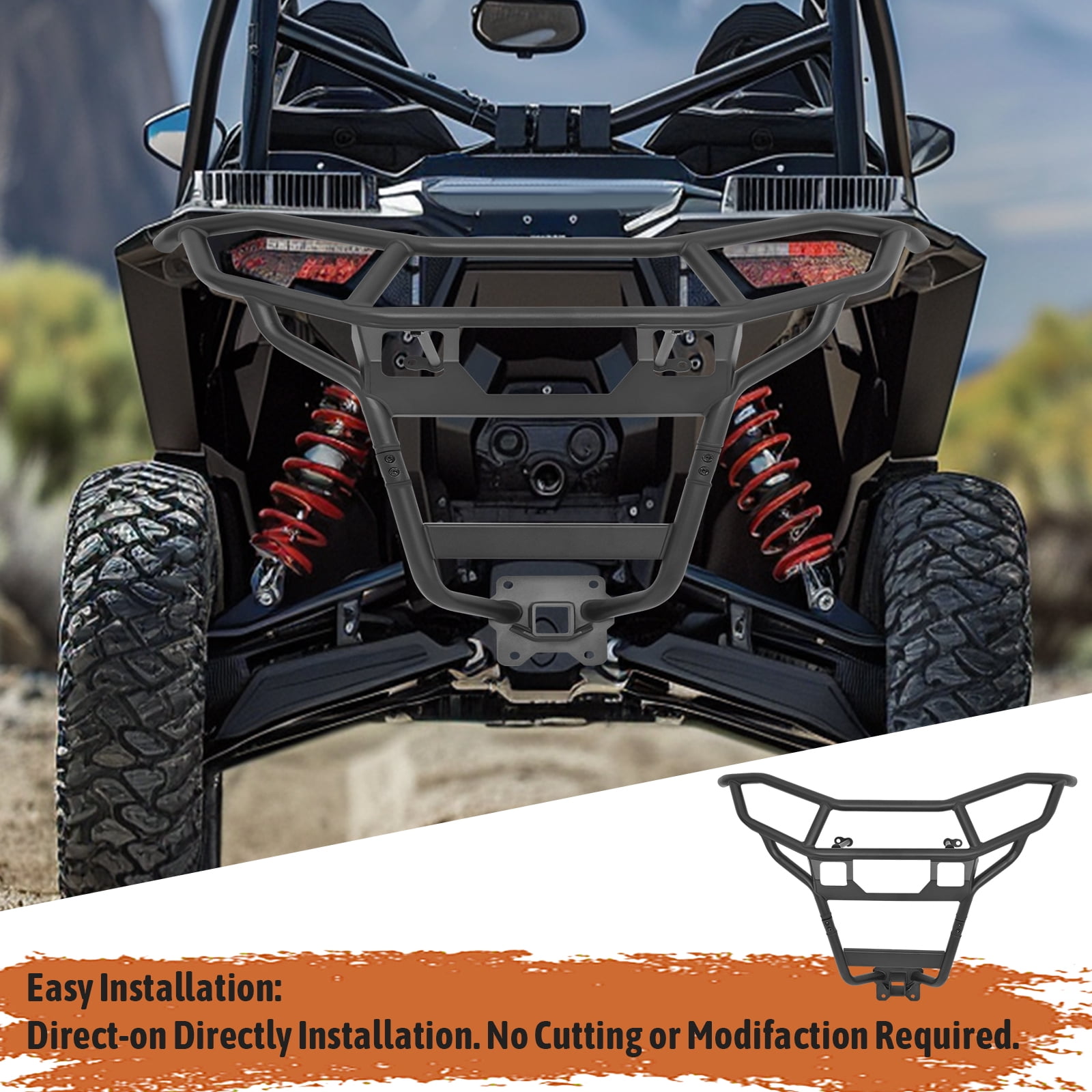 Kojem UTV Rear Bumper for 2014-2023 4WD Polaris RZR XP 1000/4 1000 Protect Rear End Heavy Duty