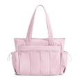 thumbnail image 3 of Bolsa de bolso acolchado para mujeres Bolso de bolso de nylon ligero de mano suave (rosa), 3 of 9