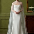 thumbnail image 5 of Pearl Accented Bridal Cape, Long Mesh Arm Cover Wrap, One Size, 5 of 7