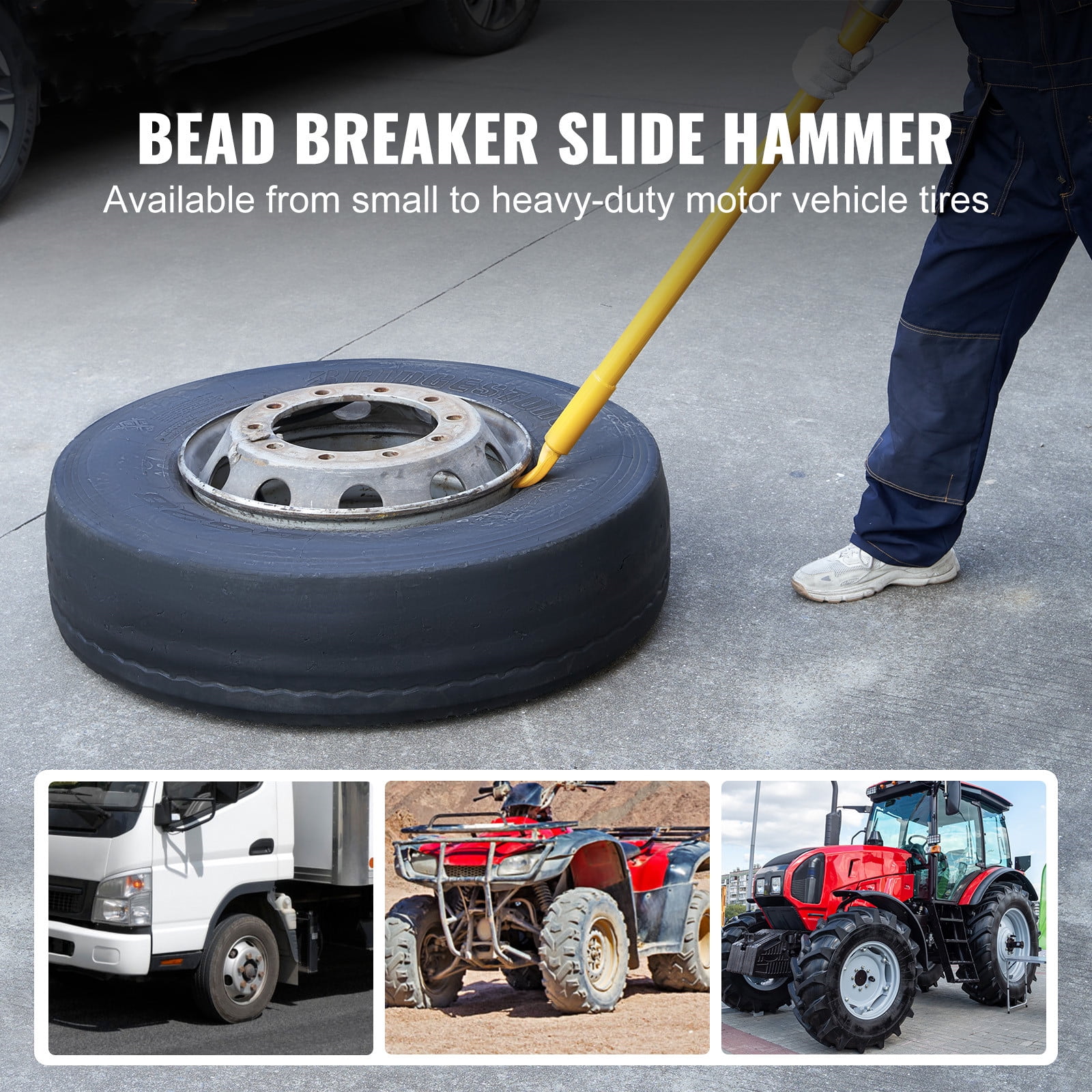 VEVOR Tire Slide Hammer Bead Breaker Heavy-Duty Ram Bar for Car Truck Trailer