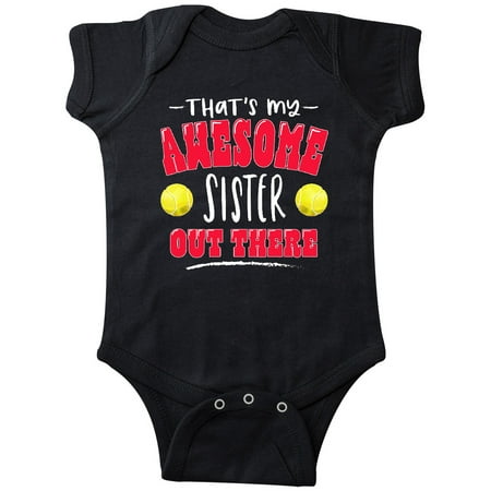 

Inktastic That s My Awesome Sister Out There with Tennis Balls Gift Baby Boy or Baby Girl Bodysuit