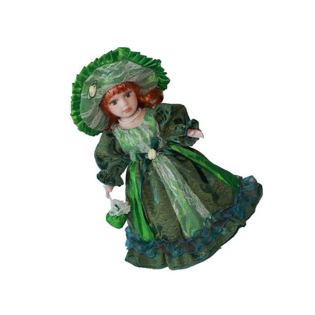 Poupées Féminines Élégantes en Porcelaine de 30 cm en Robe de Princesse Verte